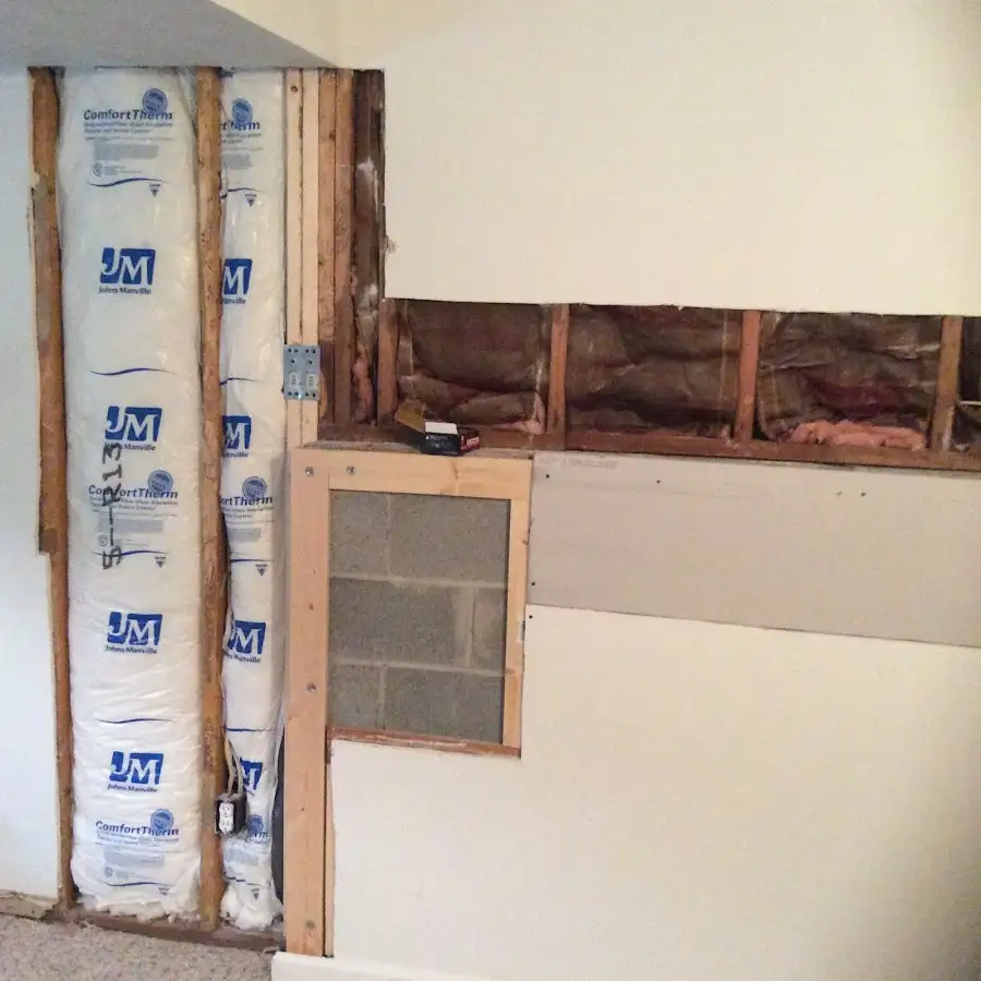 Wall insulation replacement during Contents Cleaning & Restoration in White
